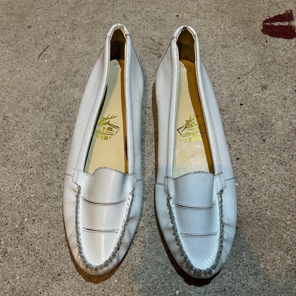 Vintage Women’s Shanghai Huashen Leather Shoe Factory Size 23 White
